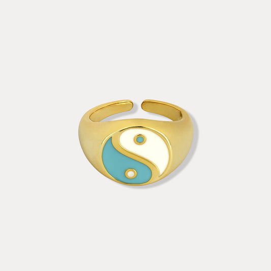 Blue Ying & Yang Ring