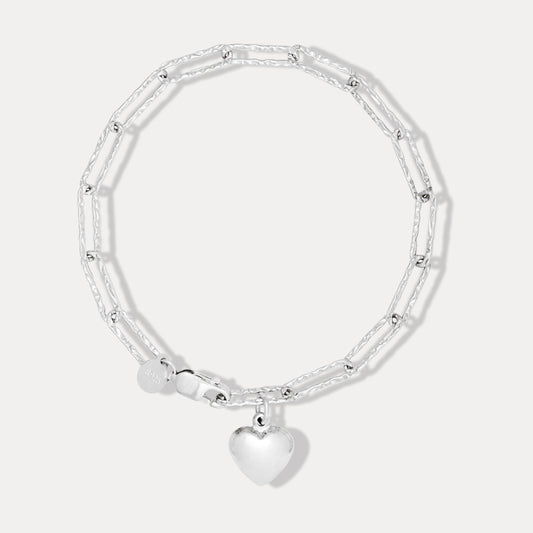 Paperclip X Heart Silver Bracelet