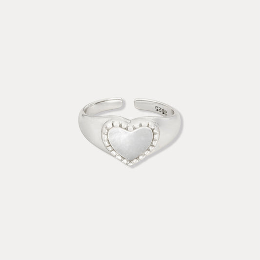 Iridescent Heart Silver Ring