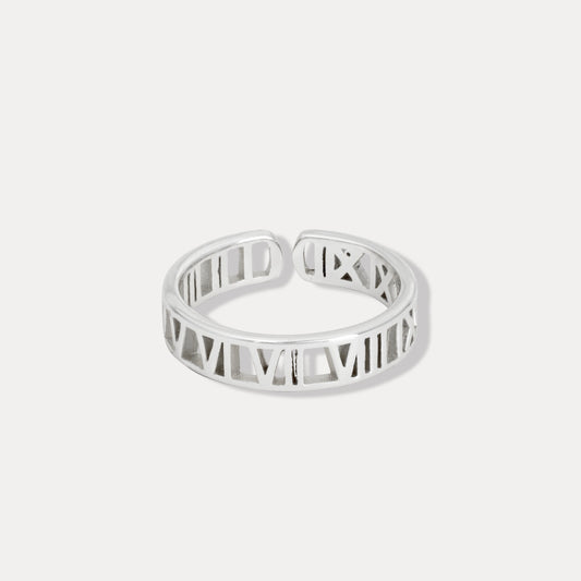 Roman Numerals Silver Ring